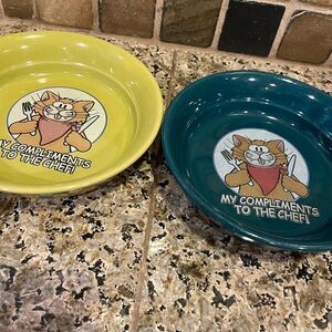 Vintagee My Compliments To The Chef Cat Dishes